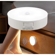 Круглий LED світильник з датчиком руху, біле світло – акумуляторний нічник-ліхтарик на магніті